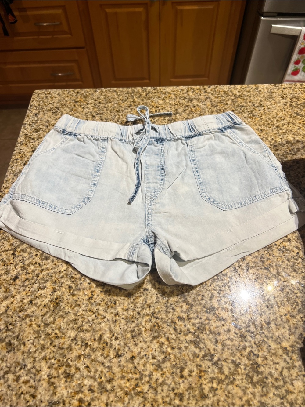 Volcom Light Wash Denim-Style Drawstring Women's Shorts